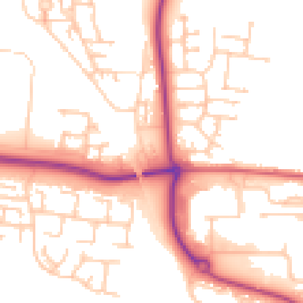 Daytime road noise heatmap for NE23 1ER