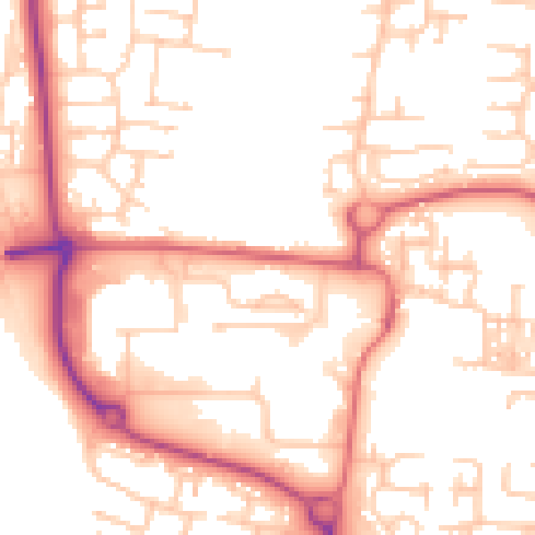 Daytime road noise heatmap for NE23 1EW