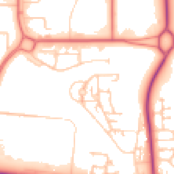 Daytime road noise heatmap for NE23 1EX