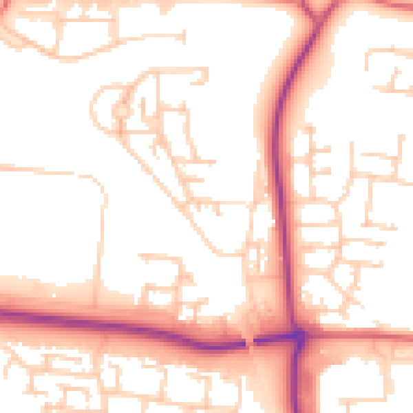 Daytime road noise heatmap for NE23 1HA