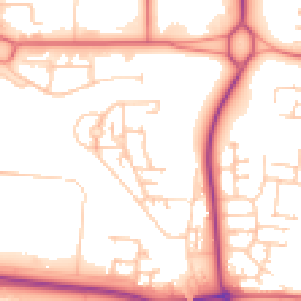 Daytime road noise heatmap for NE23 1HE