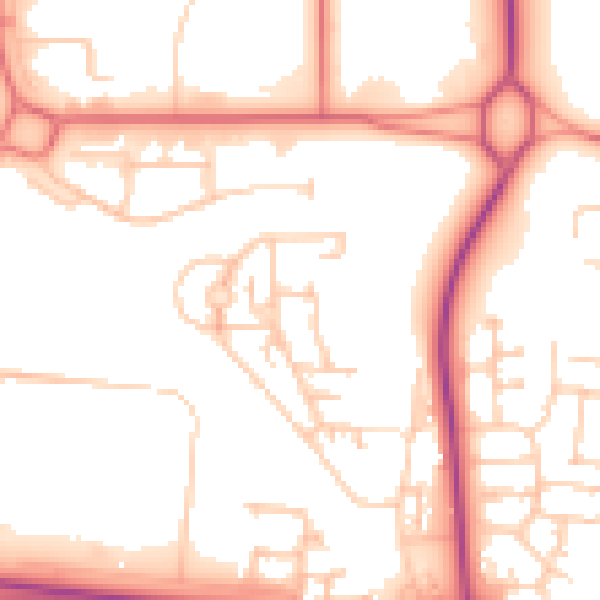 Daytime road noise heatmap for NE23 1HF