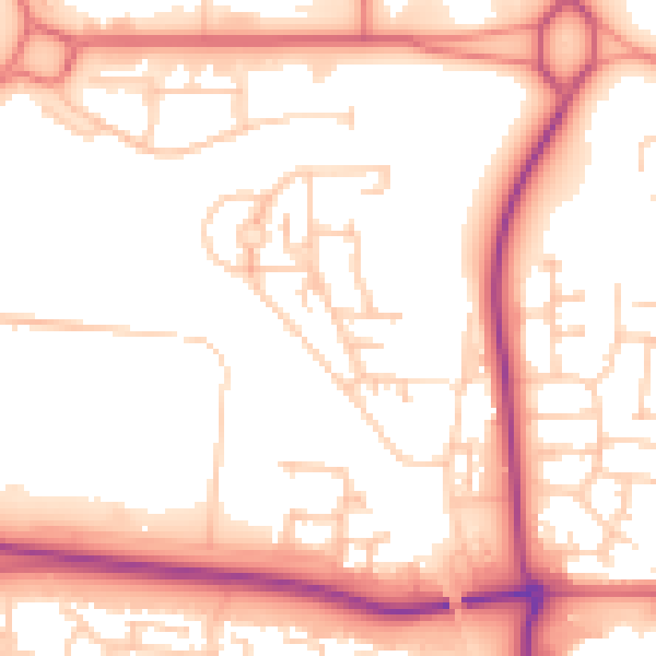 Daytime road noise heatmap for NE23 1HG