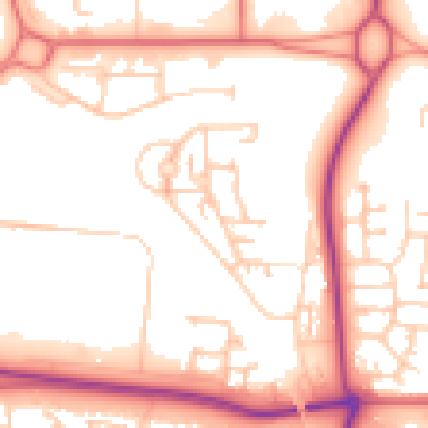 Daytime road noise heatmap for NE23 1HW