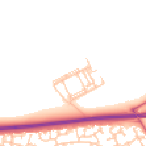 Daytime road noise heatmap for NE23 3AN
