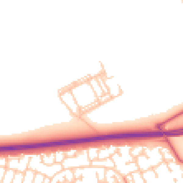 Daytime road noise heatmap for NE23 3BD