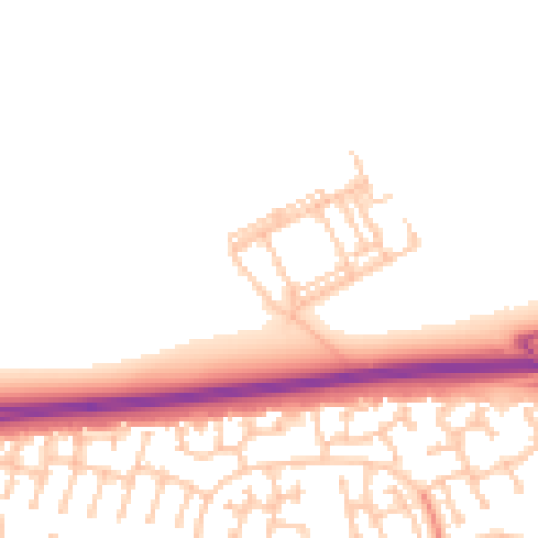 Daytime road noise heatmap for NE23 3BQ