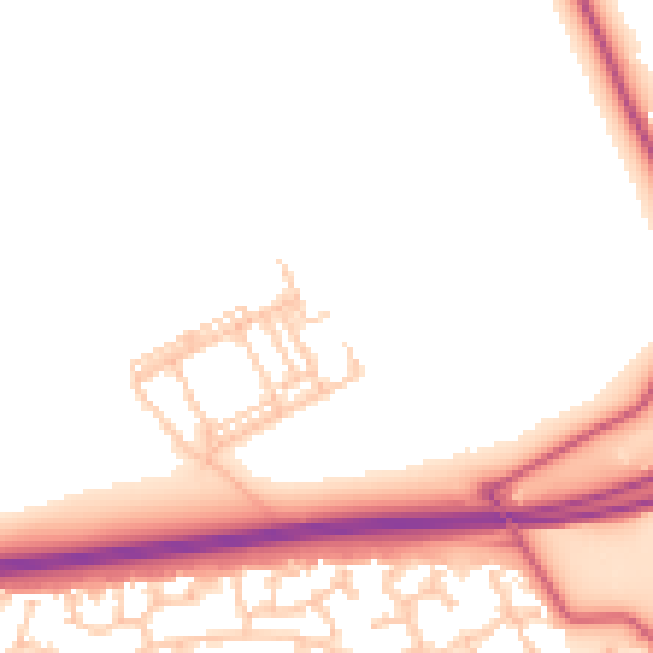Daytime road noise heatmap for NE23 3ED