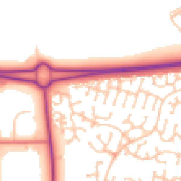 Daytime road noise heatmap for NE23 3FR