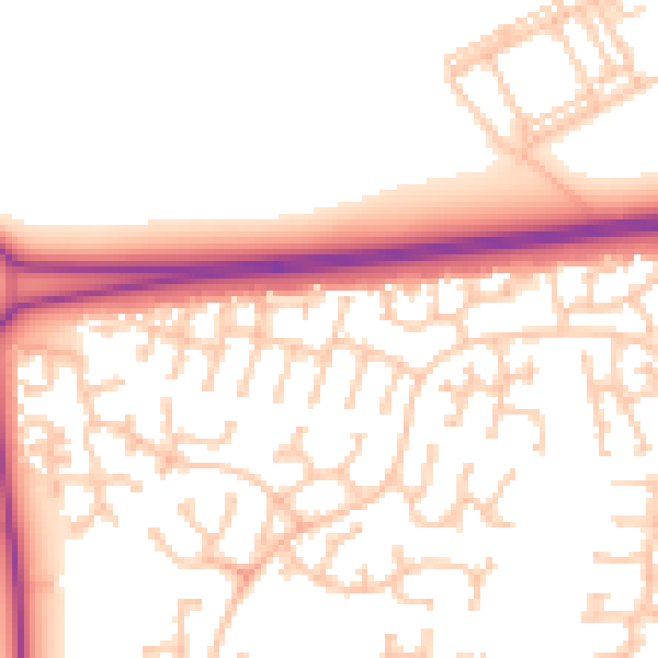 Daytime road noise heatmap for NE23 3FU