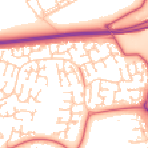 Daytime road noise heatmap for NE23 3GT