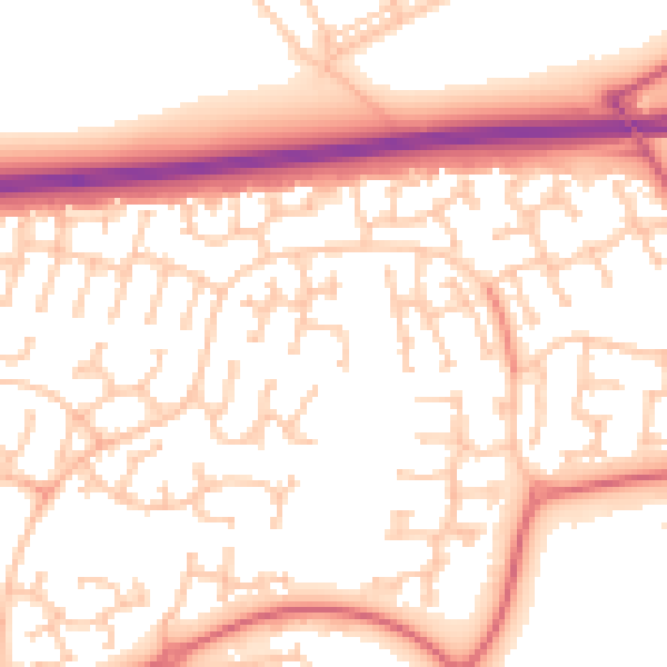 Daytime road noise heatmap for NE23 3GU