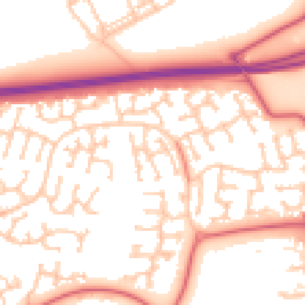 Daytime road noise heatmap for NE23 3GY