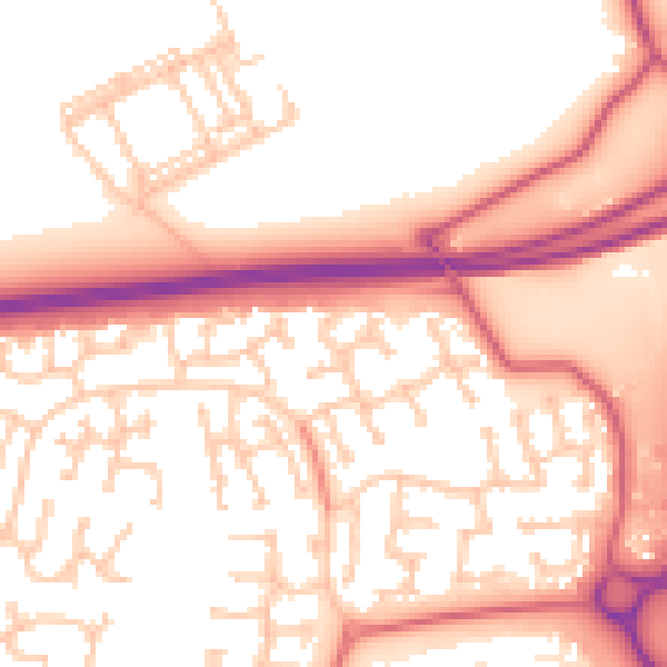 Daytime road noise heatmap for NE23 3HR