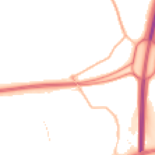 Night-time road noise heatmap for NE23 3JG