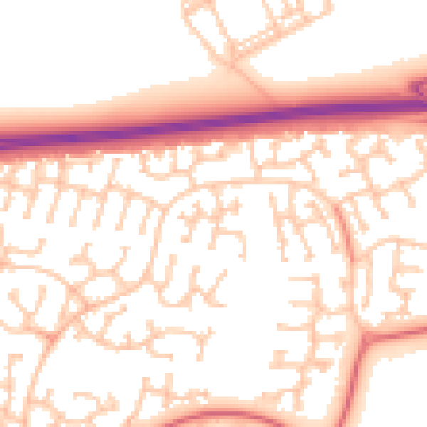 Daytime road noise heatmap for NE23 3QY