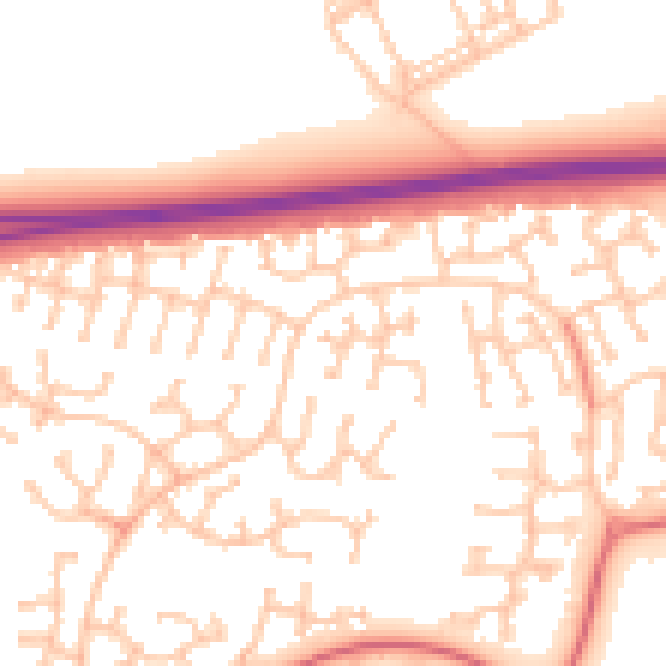 Daytime road noise heatmap for NE23 3QZ