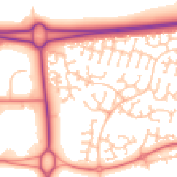 Daytime road noise heatmap for NE23 3YR