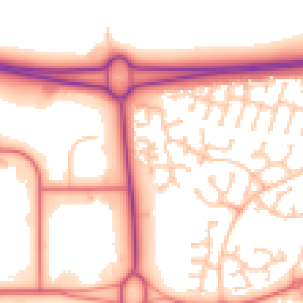 Daytime road noise heatmap for NE23 3YU