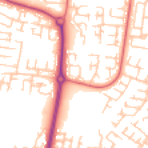 Daytime road noise heatmap for NE23 6EA