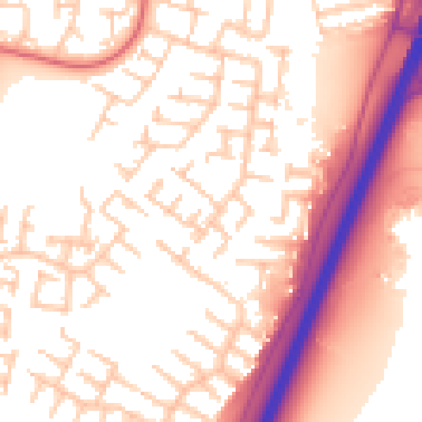 Daytime road noise heatmap for NE23 6EX