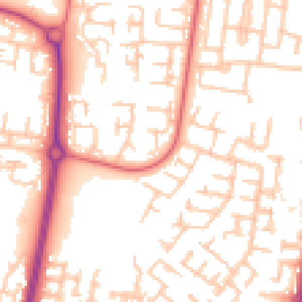 Daytime road noise heatmap for NE23 6JL