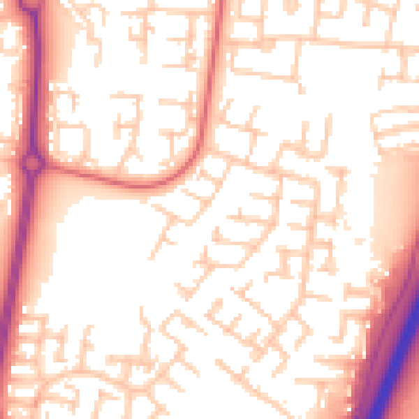Daytime road noise heatmap for NE23 6JN