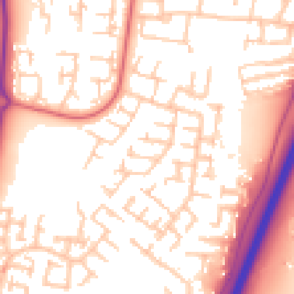 Daytime road noise heatmap for NE23 6LE