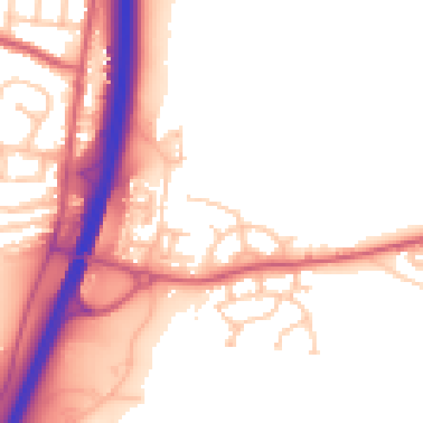 Daytime road noise heatmap for NE23 6RP