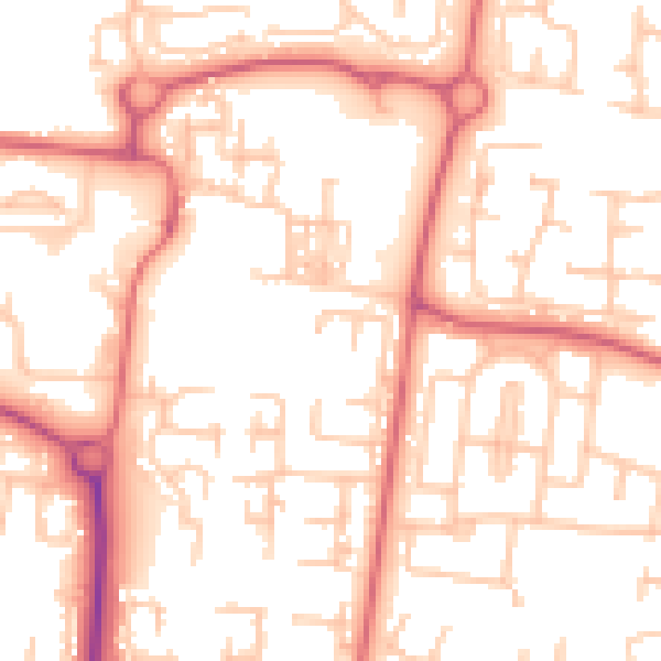Daytime road noise heatmap for NE23 6SE