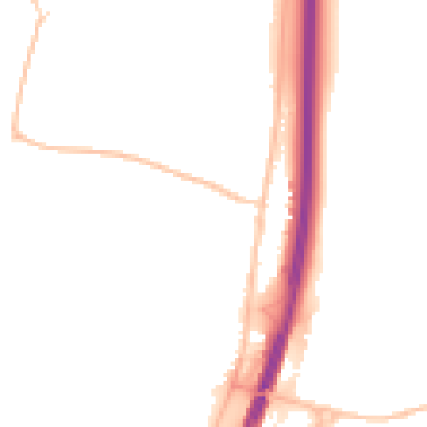 Night-time road noise heatmap for NE23 6TD