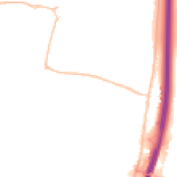 Night-time road noise heatmap for NE23 6TT