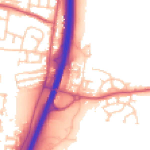 Daytime road noise heatmap for NE23 6XS