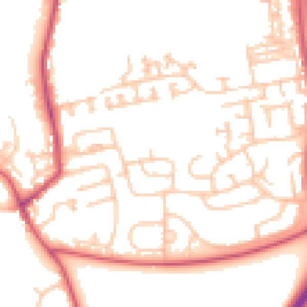 Daytime road noise heatmap for NE23 7AL