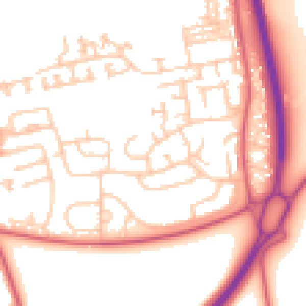 Daytime road noise heatmap for NE23 7AP