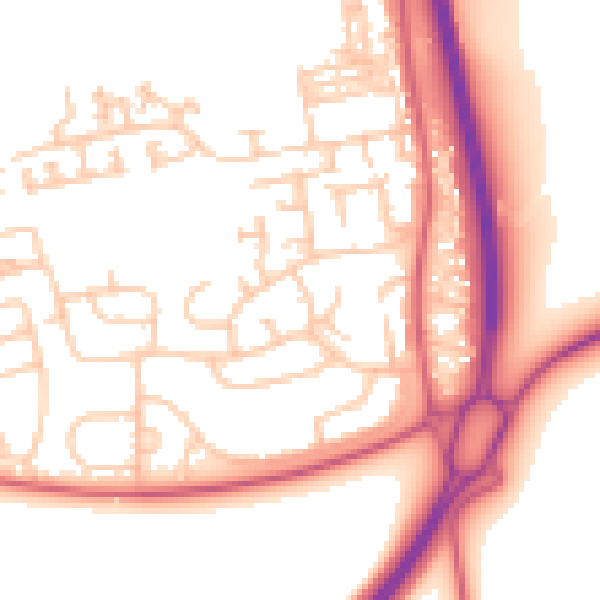 Daytime road noise heatmap for NE23 7AR