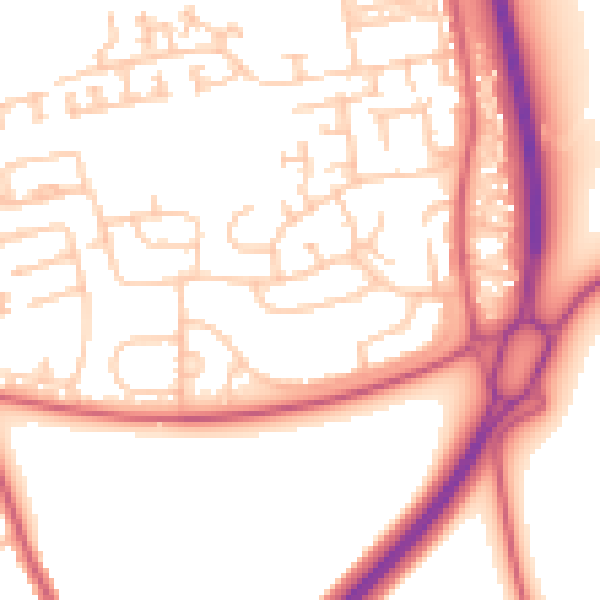 Daytime road noise heatmap for NE23 7AS