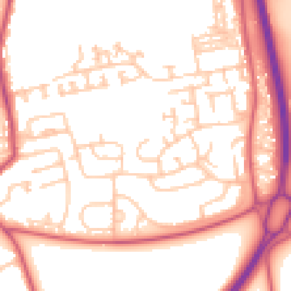 Daytime road noise heatmap for NE23 7AW