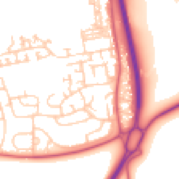 Daytime road noise heatmap for NE23 7AX