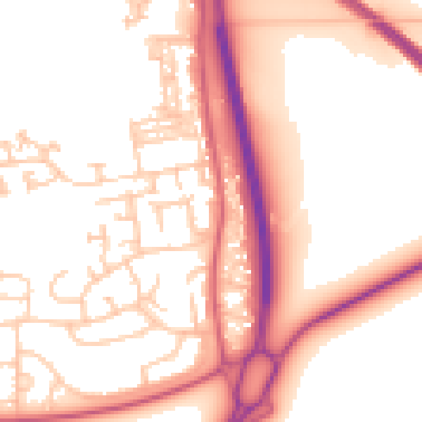 Daytime road noise heatmap for NE23 7AY