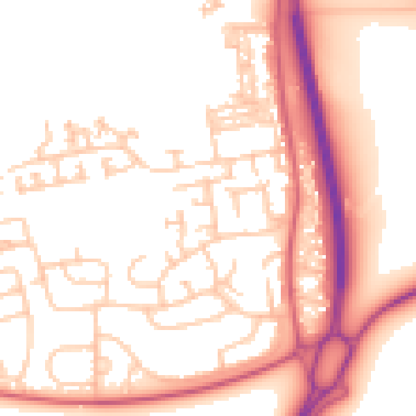 Daytime road noise heatmap for NE23 7DB