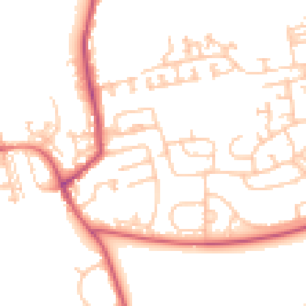 Daytime road noise heatmap for NE23 7DF