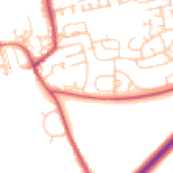Daytime road noise heatmap for NE23 7DJ