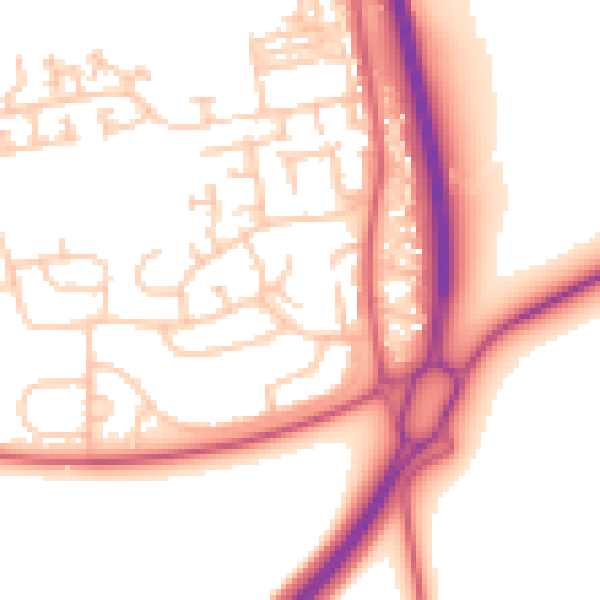 Daytime road noise heatmap for NE23 7DN