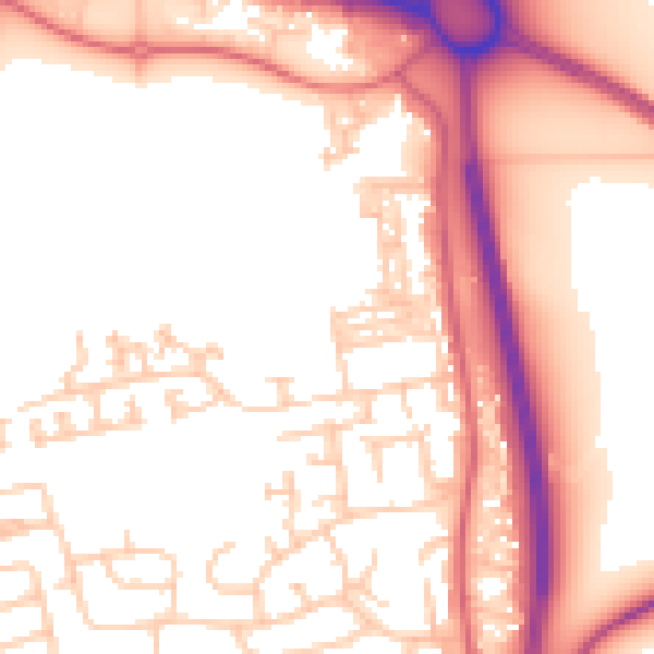 Daytime road noise heatmap for NE23 7DP