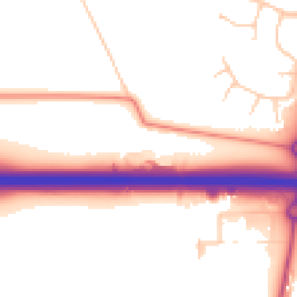 Daytime road noise heatmap for NE23 7DQ