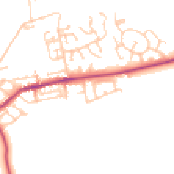 Daytime road noise heatmap for NE23 7EG