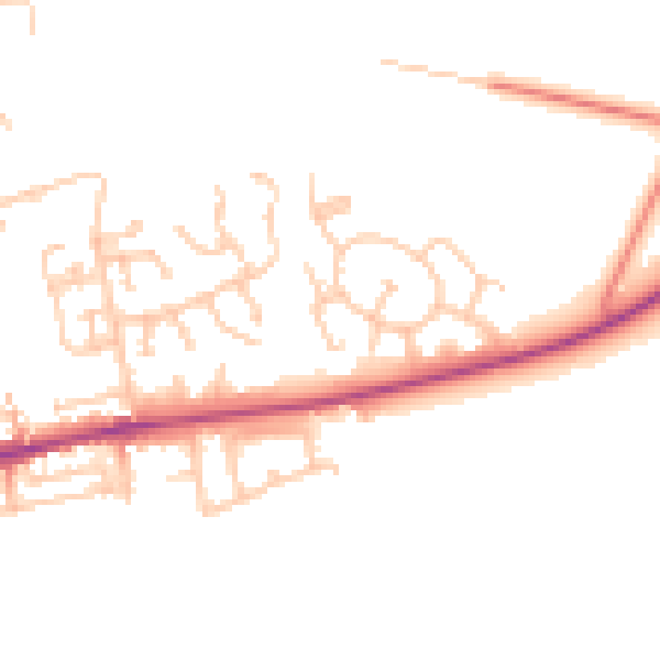 Daytime road noise heatmap for NE23 7ET