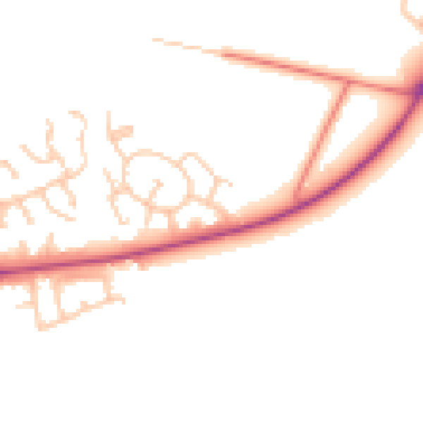 Daytime road noise heatmap for NE23 7EW