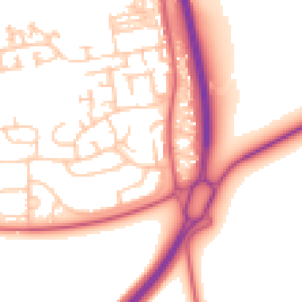 Daytime road noise heatmap for NE23 7HG